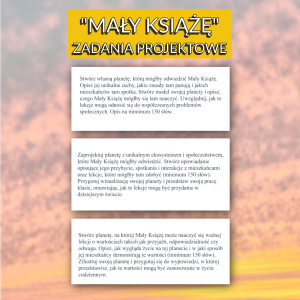 "Mały Książę" – zadania projektowe na lekcje