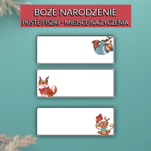 Boże Narodzenie - puste fiszki - miejsce na życzenia, polecenia