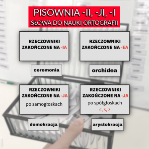 Słowa do nauki ortografii – pisownia -ii, -ji, -i