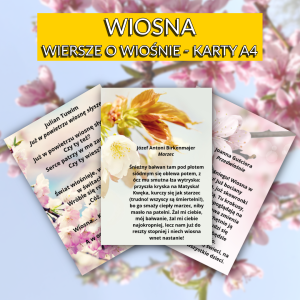 Wiersze o wiośnie - kolorowe karty tematyczne A4